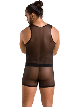 Herren Lingerie Set mit Cutouts aus transparentem Stoff