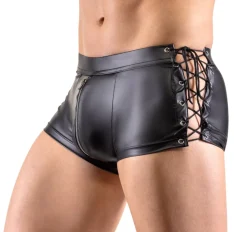 Herren Pants mit Schnürungen im edlen Mattlook mit unterlegtem Reißverschluss