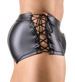 Herren Pants mit Schnürungen im edlen Mattlook mit unterlegtem Reißverschluss