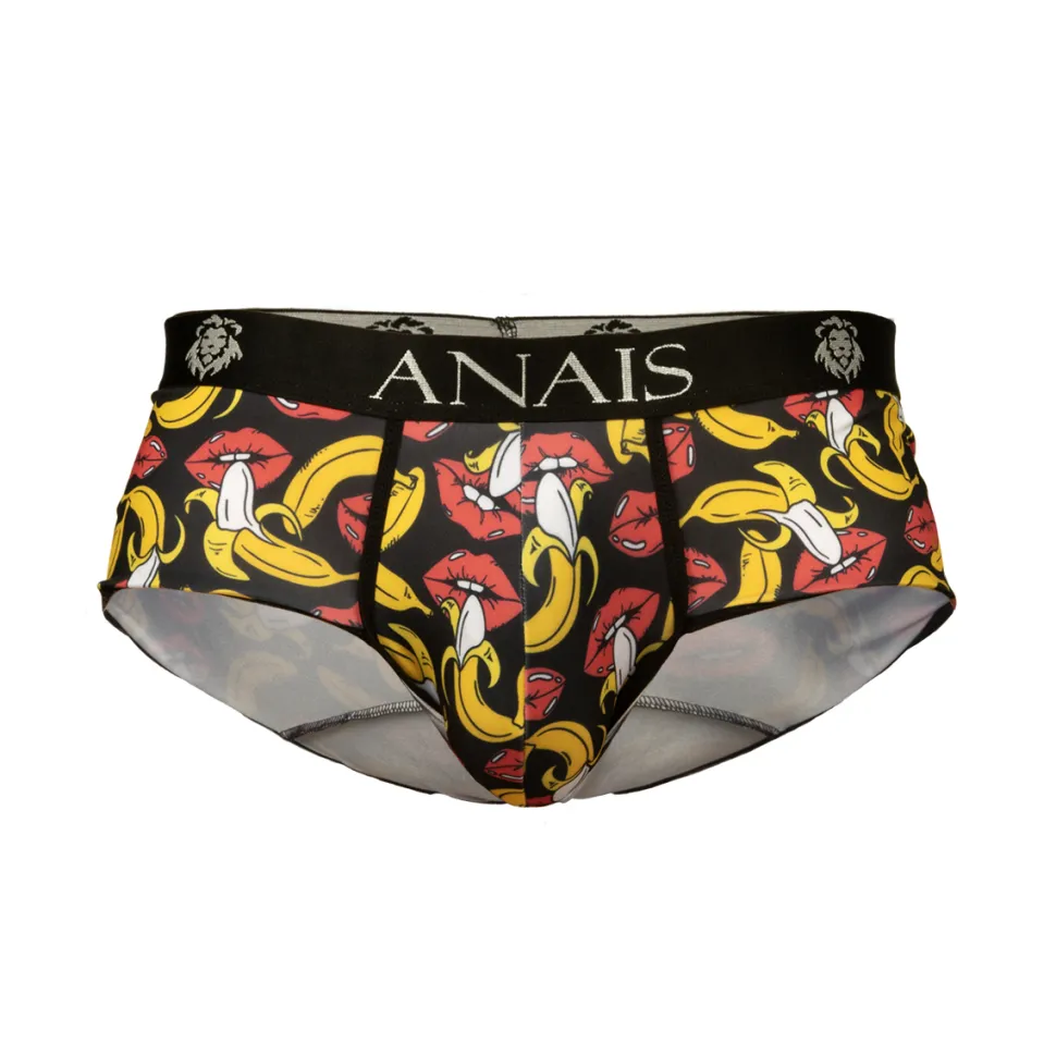 Herren Panty mit Bananen-Kussmund-Muster aus weichem und dehnbarem Material und Breitem Gummibund
