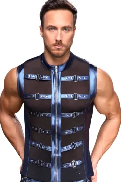 Herren Shirt mit Reißverschluss und Schnallen