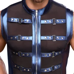 Herren Shirt mit Reißverschluss und Schnallen