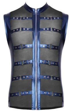 Herren Shirt mit Reißverschluss und Schnallen