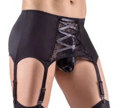 Herren Strapshalter mit edler Spitz aus weichem Material mit Zierschnürung