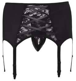 Herren Strapshalter mit edler Spitz aus weichem Material mit Zierschnürung