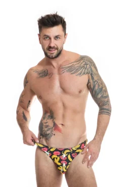 Herren String mit Bananen-Kussmund-Muster aus weichem und dehnbarem Material