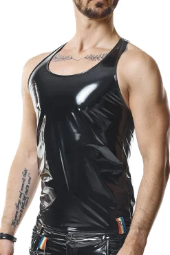Herren Tank Top aus glänzendem und dehnbarem Material