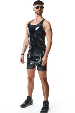 Herren Tank Top aus glänzendem und dehnbarem Material