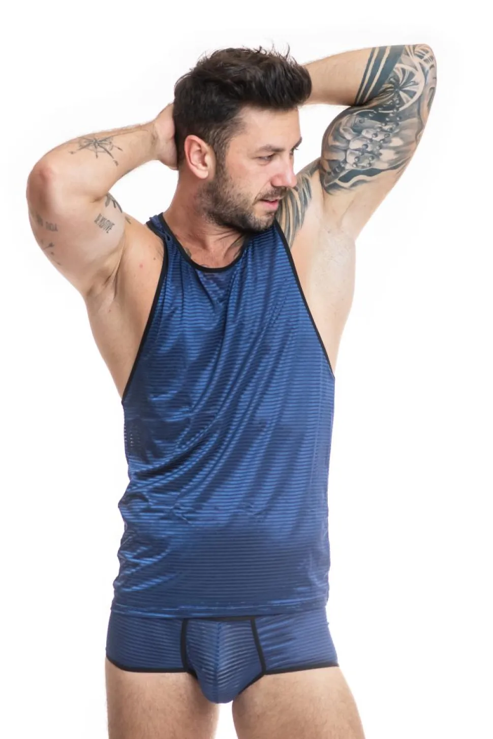 Herren Tank-Top aus feinem Material gestreift