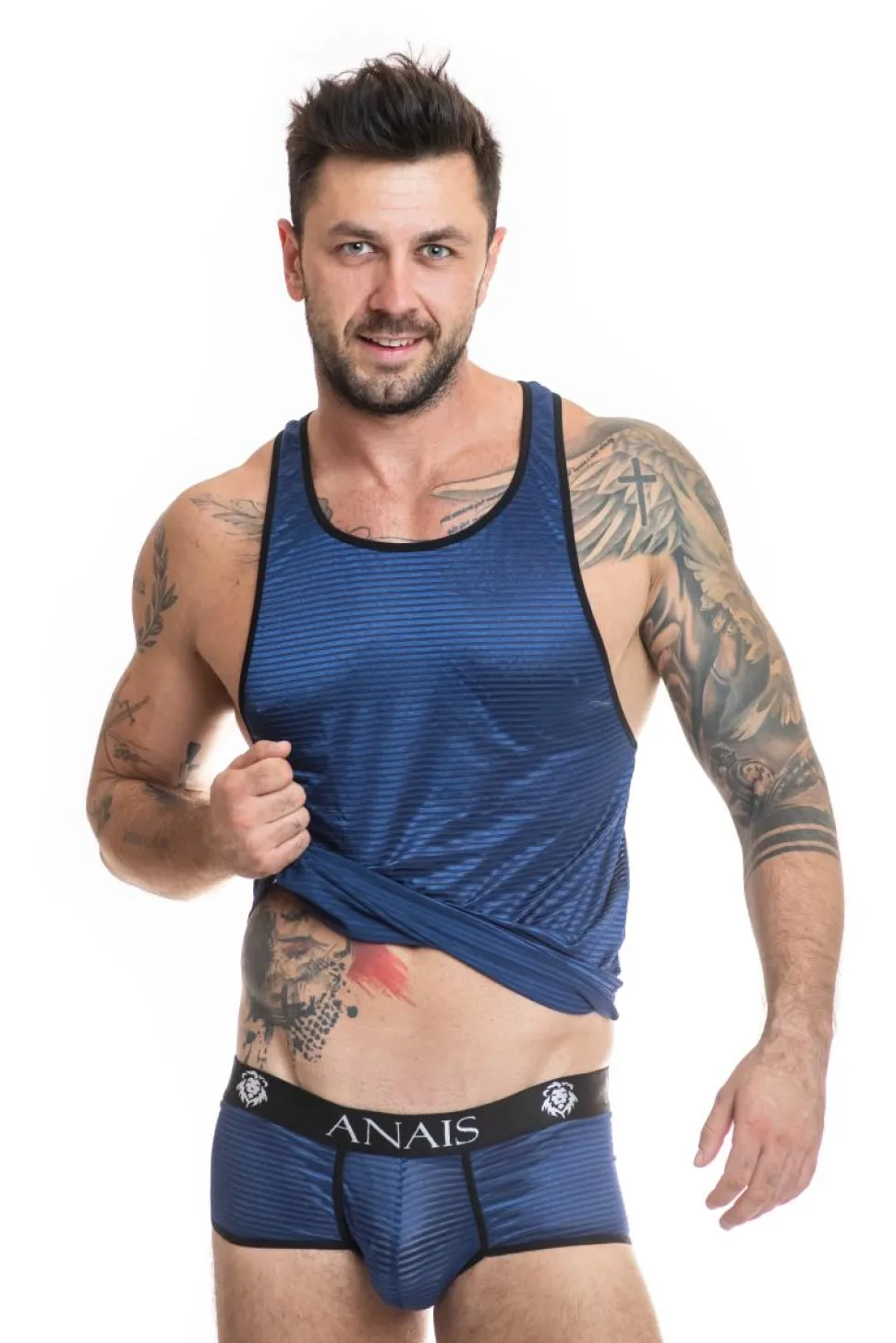 Herren Tank-Top aus feinem Material gestreift