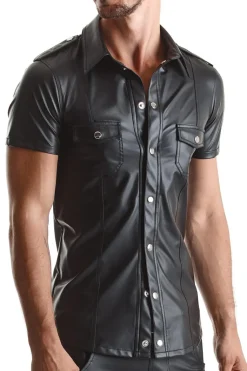 Herren Wetlook Hemd Stehkragen Druckknöpfen