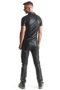 Herren Wetlook Hemd Stehkragen Druckknöpfen