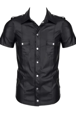 Herren Wetlook Hemd Stehkragen Druckknöpfen