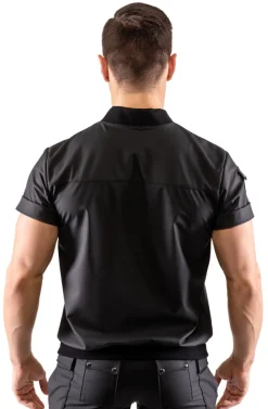 Herren-Hemd im Blouson-Style mit Taschen im edlem Mattlook mit durchgehender Druckknopfleiste