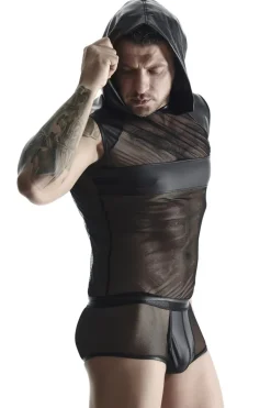 Kapuzen-Shirt aus Tüll und Wetlook