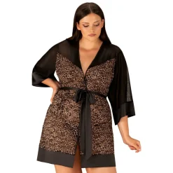 Kimono Leoparden Look Mash Satin Curvy