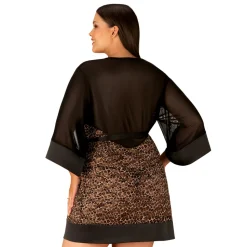 Kimono Leoparden Look Mash Satin Curvy