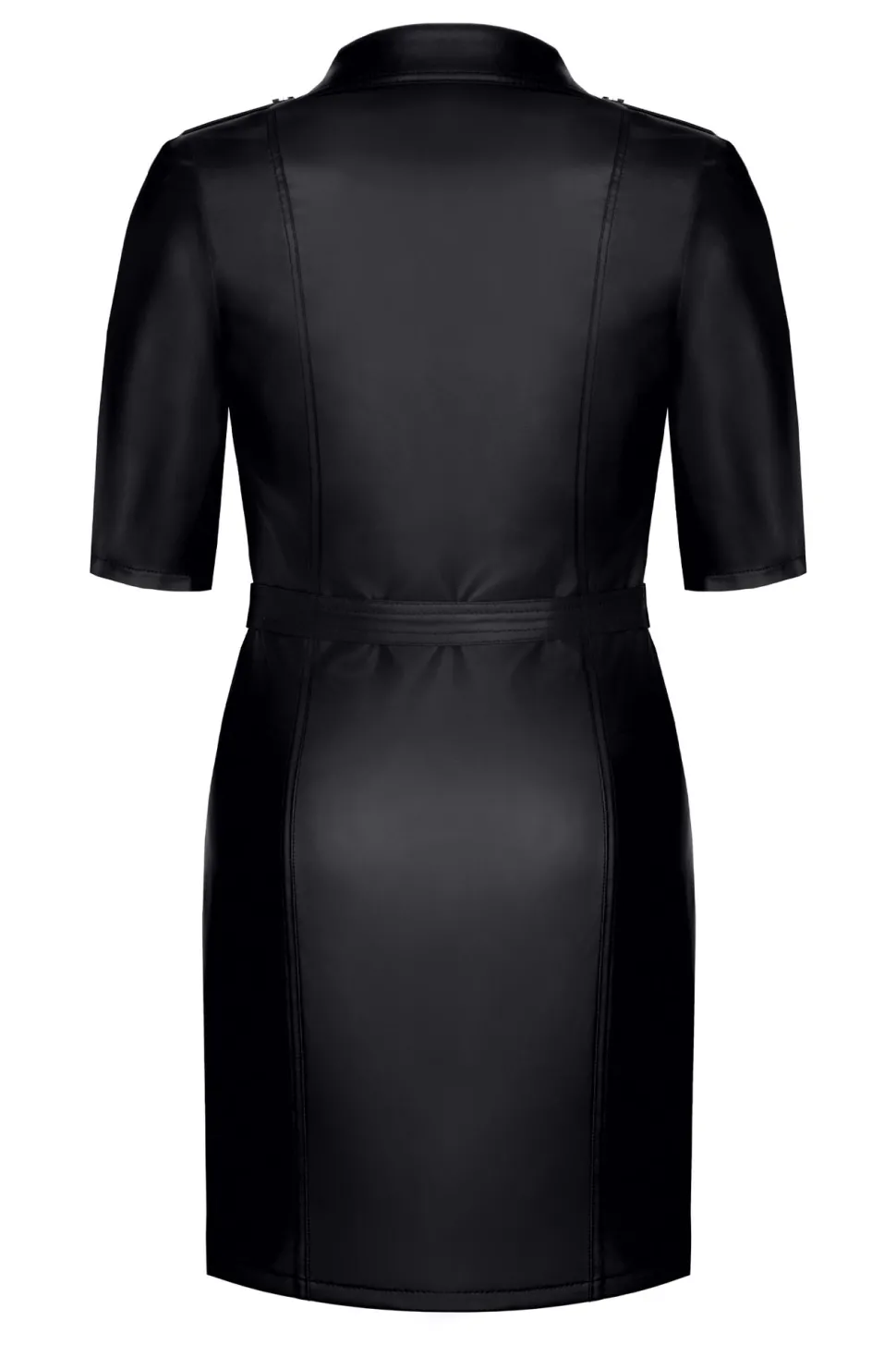 Kleid im Wetlook mit Gürtel und Brusttaschen