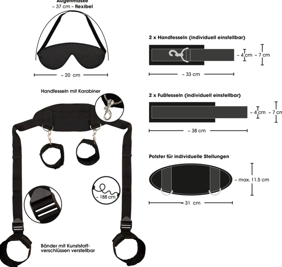Kombiniertes Hand-Fuß-Nacken Fessel-Set