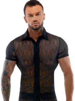 Kurzarm Spitzenhemd aus feinem Material