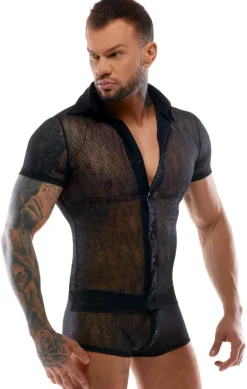 Kurzarm Spitzenhemd aus feinem Material