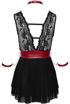 kurzes Babydoll aus zarter Spitze und Powernet im edlen Matlook