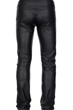Lange Wetlook Herren Hose schwarz