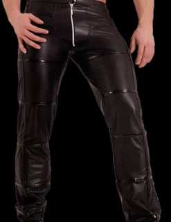 Lange Wetlook Hose mit Lackeinsätzen