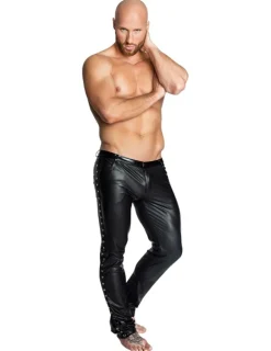 Lange Wetlook Hose mit Lack-Akzenten