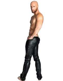 Lange Wetlook Hose mit Lack-Akzenten