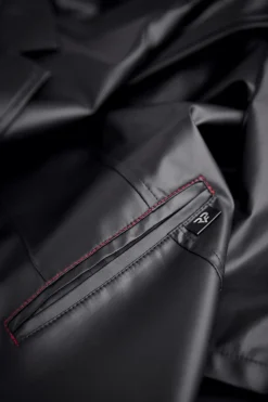 Langer Wetlook Herrenmantel Clubwear Lederimitatmantel