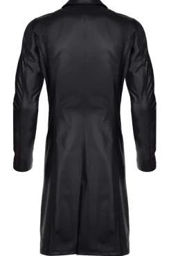 Langer Wetlook Herrenmantel Clubwear Lederimitatmantel