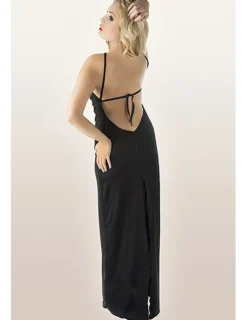 langes Kleid M/1068 schwarz