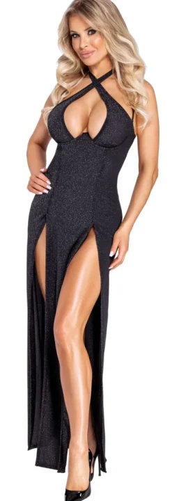 Langes Kleid mit Glitzer