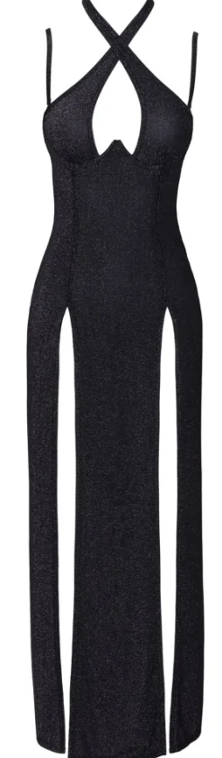 Langes Kleid mit Glitzer