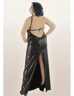 langes Wetlook-Kleid C/4001 gold