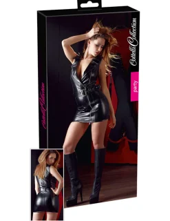 Lederimitat Kleid schwarz