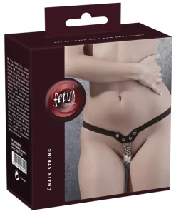 Lederimitat String schwarz