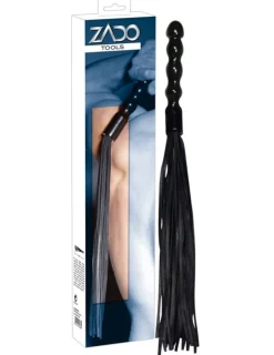 Leder-Peitsche mit Holzgriff schwarz