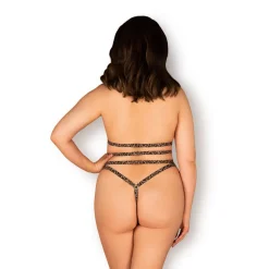 Leoparden Look Dessous-Set Neckholder String Riemen