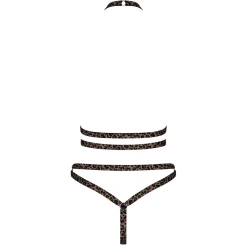Leoparden Look Dessous-Set Neckholder String Riemen