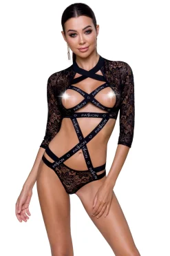 Leticia langärmiger Body schwarz