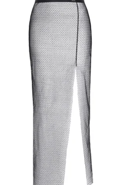 Maxirock aus Netzstoff mit silbernem Schimmer