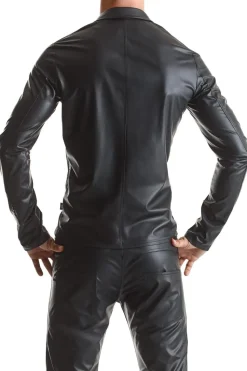 Mesh-Wetlook Jacke schwarz