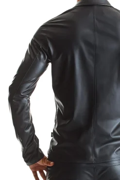 Mesh-Wetlook Jacke schwarz