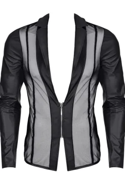 Mesh-Wetlook Jacke schwarz