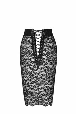 Midirock aus Spitze mit Schnürung