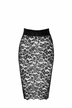 Midirock aus Spitze mit Schnürung