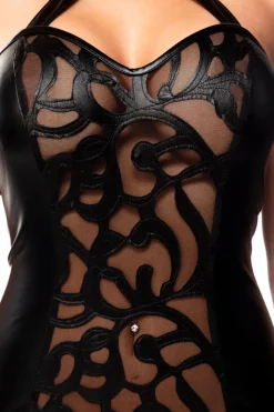 Minikleid mit Mesh-Einsatz und floralem Muster