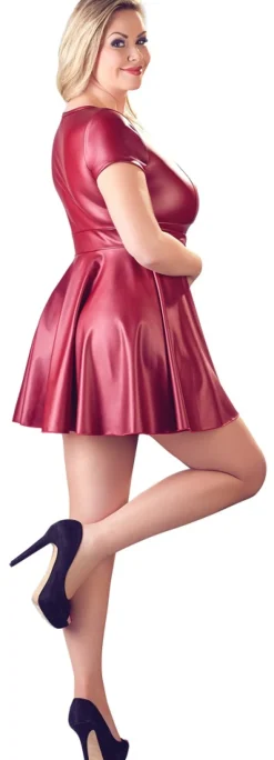 Minikleid Rundhals mit Schnalle rot